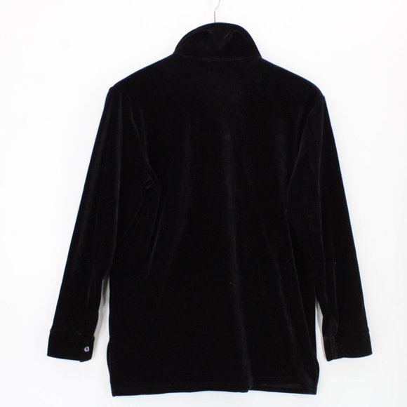 Vintage Express Tricot Velvet Shirt Top Womens Black Button Down Size Medium M - Picture 6 of 8
